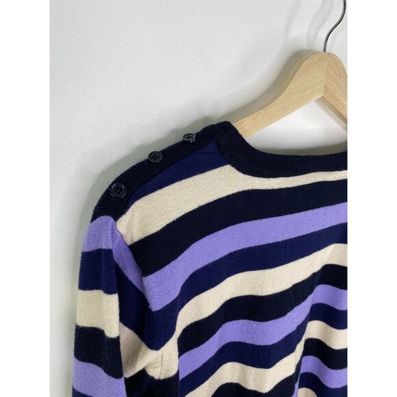 ModCloth Purple White Black Striped Crewneck Sweater Women's Plus Size 4X - Picture 7 of 8